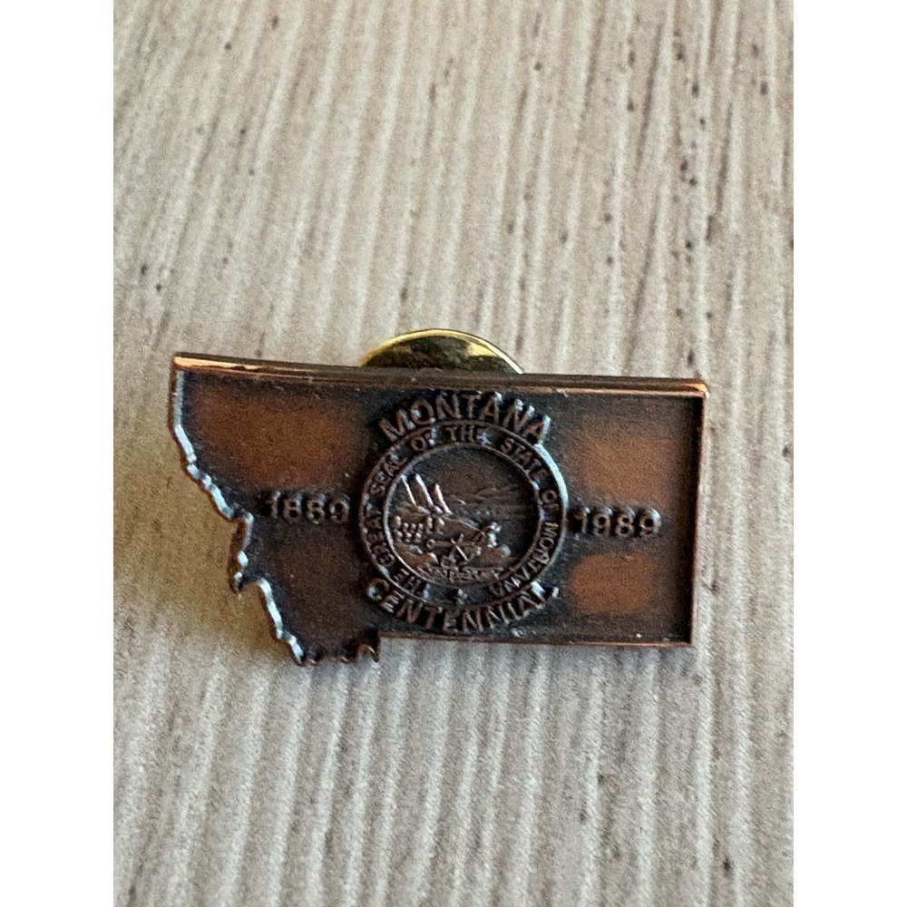 Vtg Montana‎ Centennial 1889/1989 Copper Colored Lapel Pin